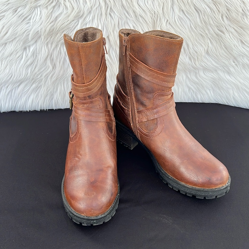 GC ANKLE BOOTS Brown w/ Faux Fur Lining SZ: 9.5